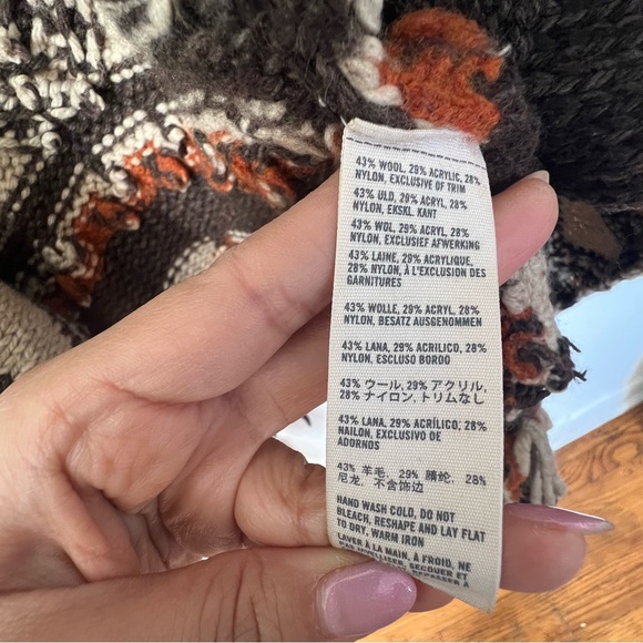 Abercrombie & Fitch Wool Blend Bohemian Aztec Print Open Hippie Cardigan Sz M/L - Picture 7 of 9